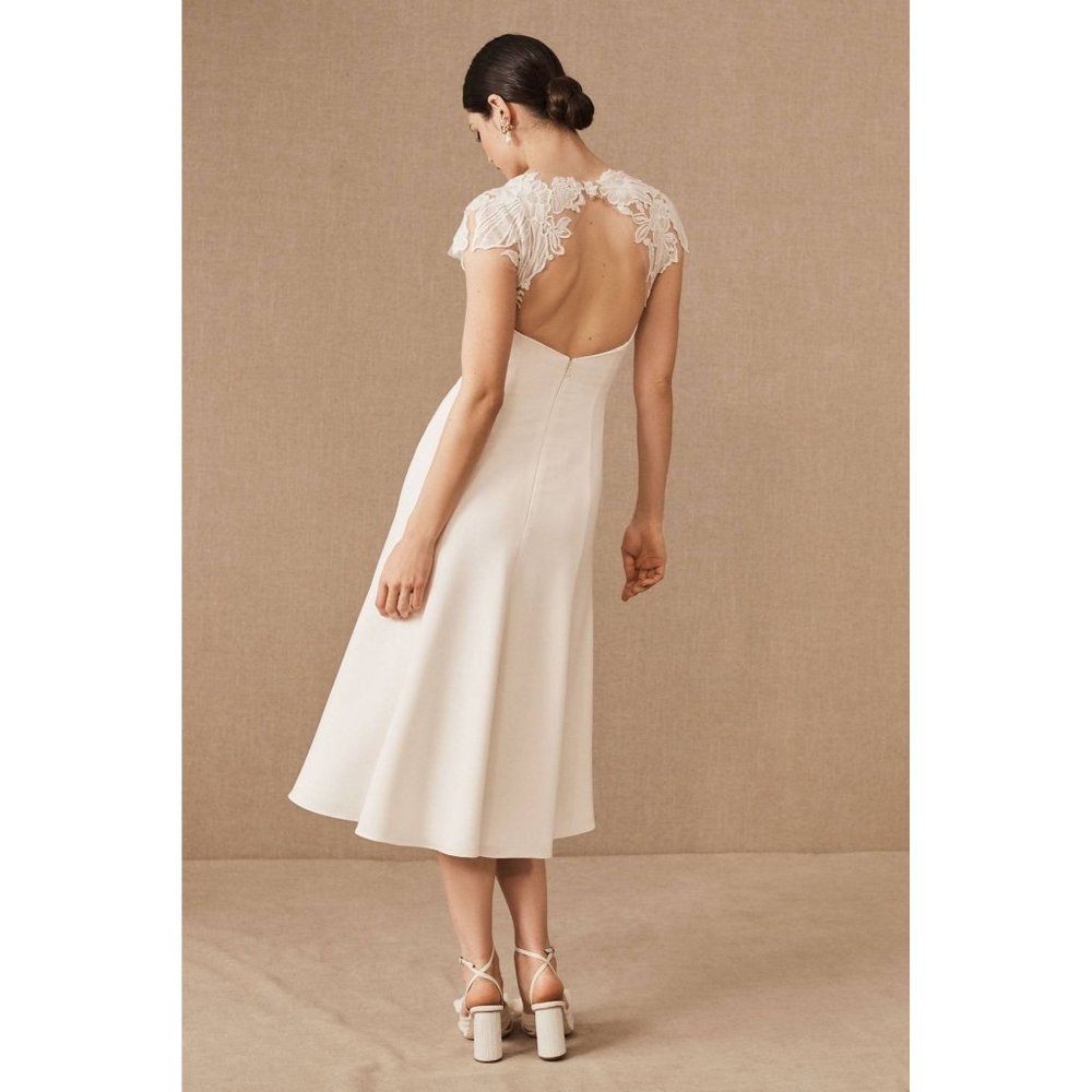 BHLDN Ivory Lace-Back Midi Dress